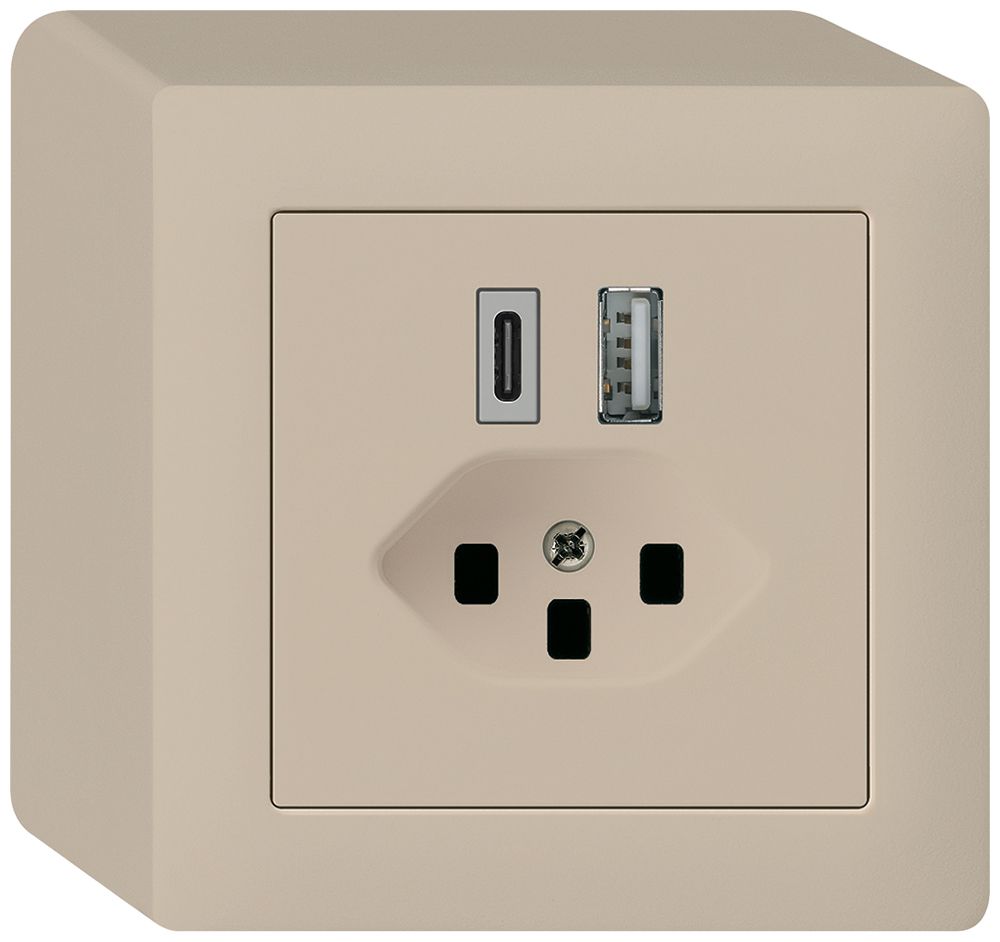 Prise de charge USB AP kallysto 18W PD 1×type A 1×type C T23 beige