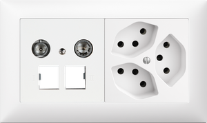 Combinaison ENC Edue 1×2, 2xRJ45 11dB + Prise 3×T13 bc