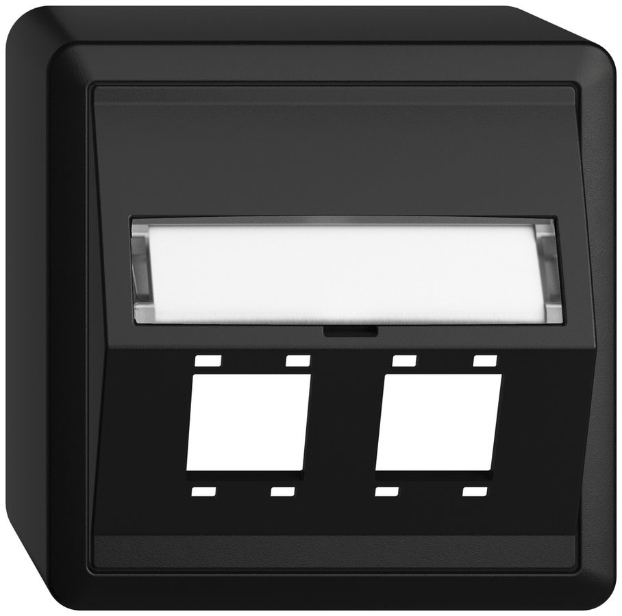 Kit montage AP EDIZIOdue FX sortie oblique 2×R&M cat.5e/6/LC spécial, noir