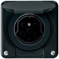 Steckdose HA robusto Typ 15 mit Steckklemmen mit Klappdeckel schwarz
