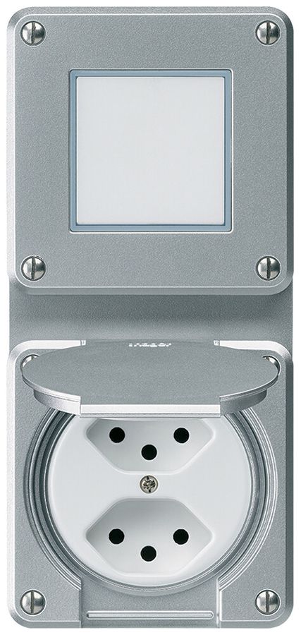 UP-Kombination Hager robusto I-I vertikal 3/1L+2×Typ 13, aluminium