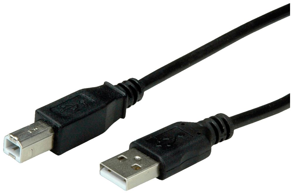 USB-Kabel ROLINE RM USB-A/USB-B (USB 2.0) 480Mbit/s schwarz 0.8m