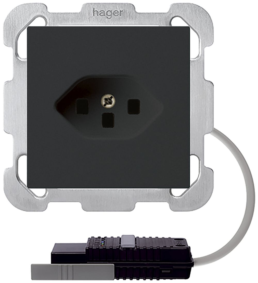 EB-Steckdose T23 kallysto schwarz mit RK-Adapter 5P L2&EB-Dose G2704