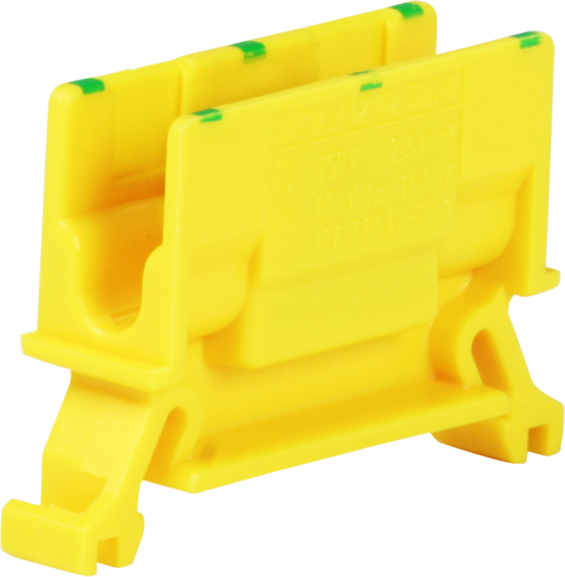 Abzweigklemme Woertz 1.5…2.5mm² 24A 750V Schraubanschluss 2×1 TH35 grün/gelb
