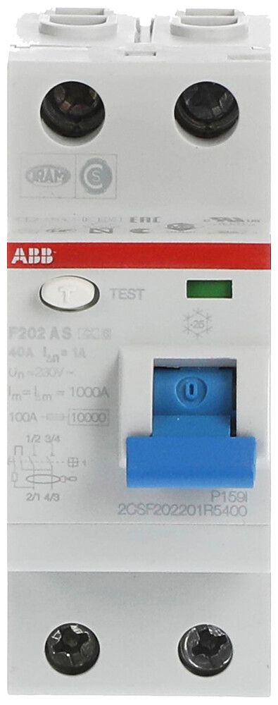Fehlerstromschutzschalter ABB1000mA 40A 1P+N F202AS-40/1