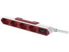 Prise multiple PowerBar 4×T13, sécurité enfants, avec interrupteur, rouge/blanc