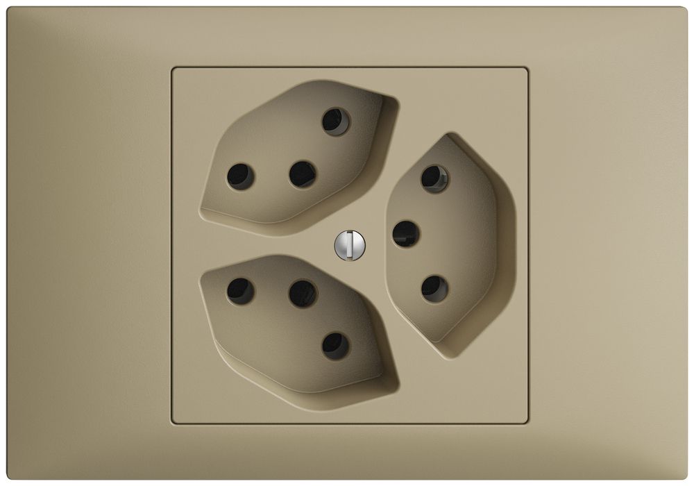 EB-Steckdose EDIZIOdue 3×T13 3×S sand