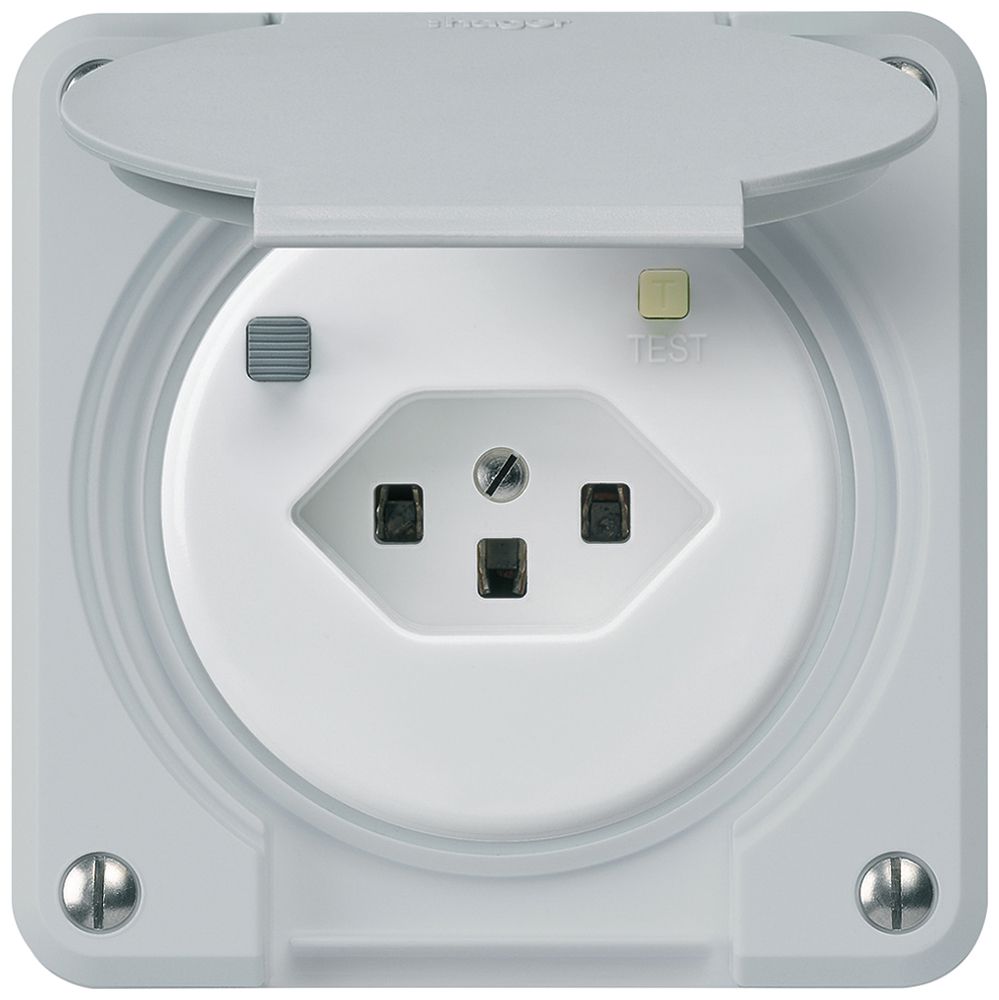 FI-Steckdose robusto A T23 30mA hellgrau, mit Shutter