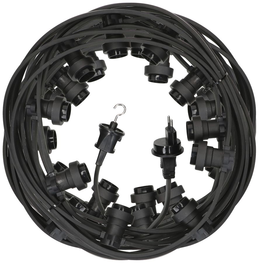 Guirlande d'illumination MH 26.5m avec 25 douilles E27 IP55 noir