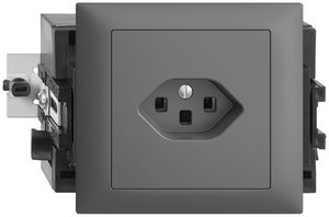 EB-Steckdose EDIZIOdue T23 16A 53mm dunkelgrau, mit Steckklemmen