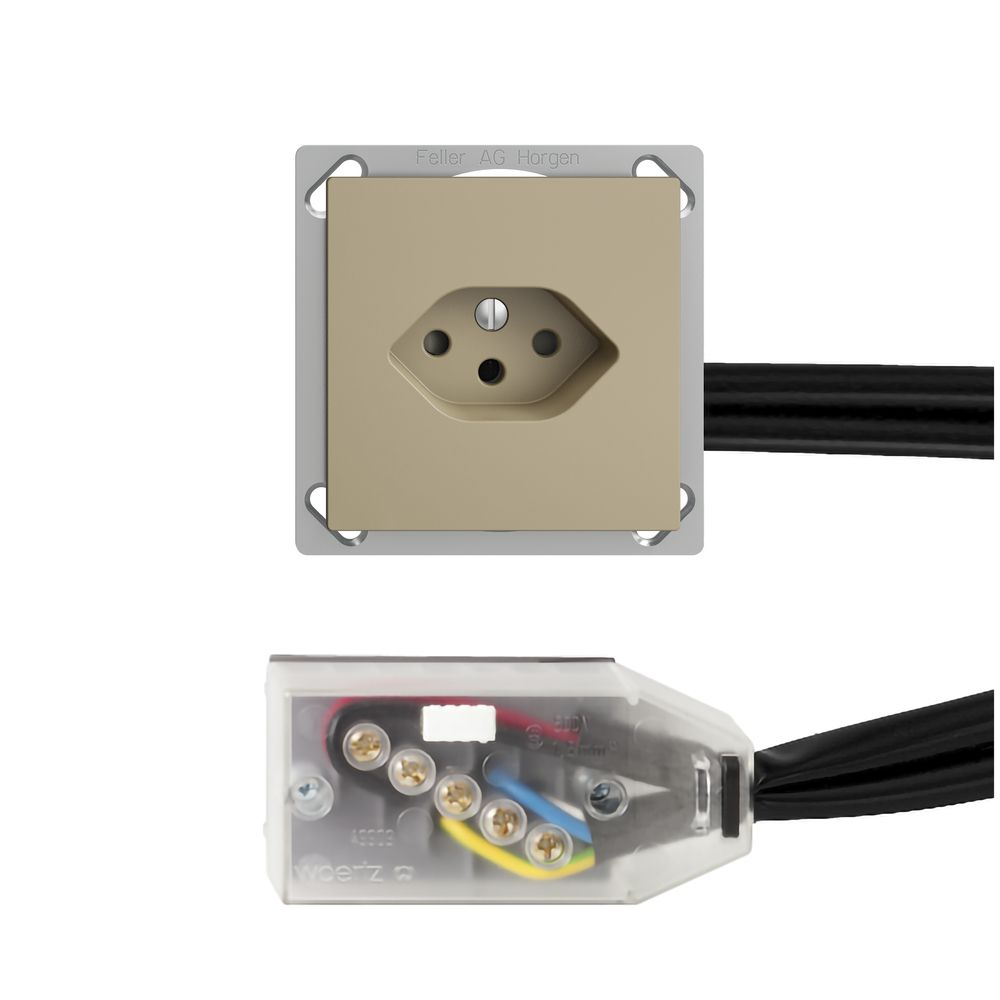 EB-Steckdose EDIZIOdue T13 L2 sand für Flachkabel Technofil