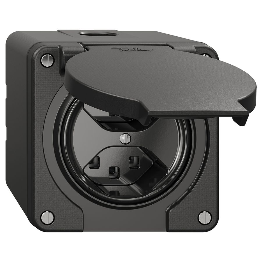 NAP-Steckdose NEVO, 2×T23, IP21, schwarz