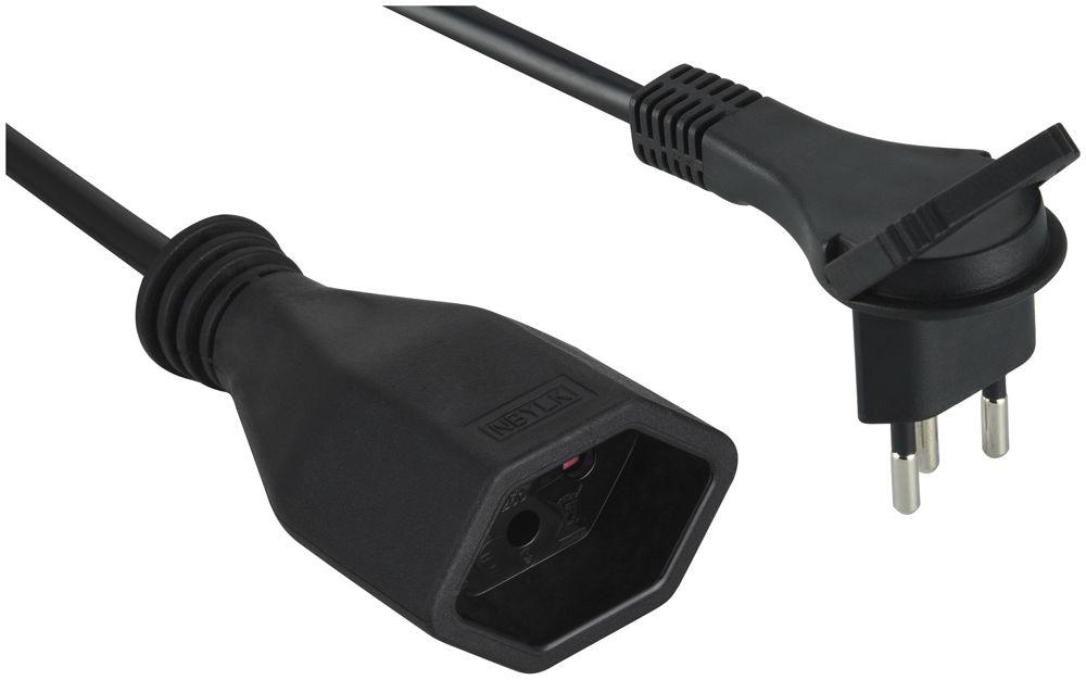 Verlängerungskabel FLAT Stecker T12/Kupplung T13, 5m schwarz