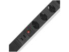 Prise multiple 19" A. Steffen ALU MODULAR 7×T13 2×USB 3m 1UH noir/aluminium