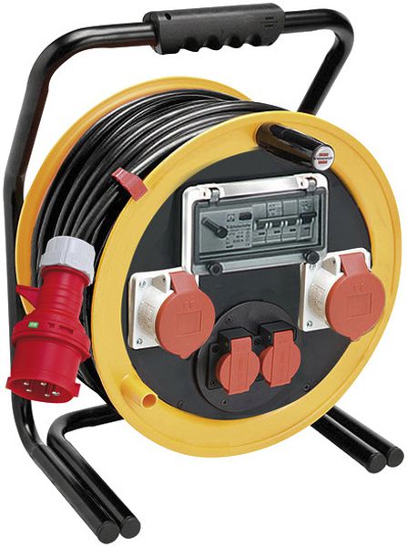 Kabelrolle Brobusta 380 Ø380mm 25m 5×4mm² 2×T25 1×CEE16 1×FI/LS gelb