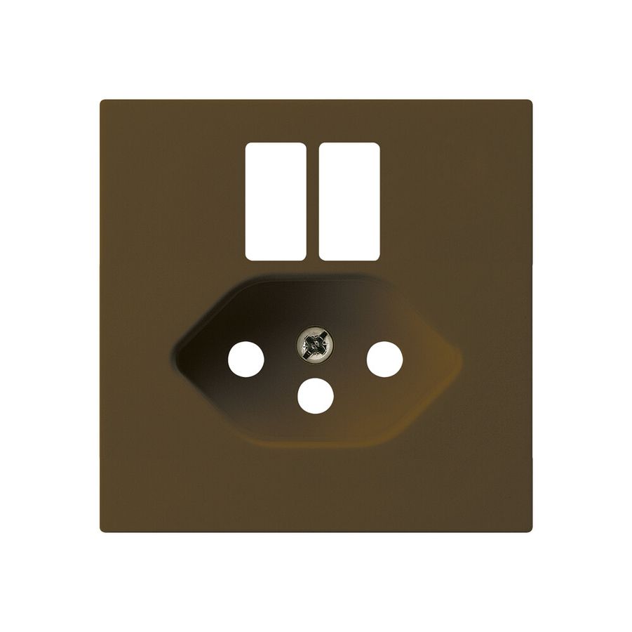 Placca frontale kallysto per presa 2×USB & T13 marrone