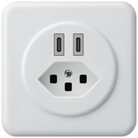 UP-USB-Ladesteckdose Hager basico C-C 20W+T23 5V 86×86mm weiss