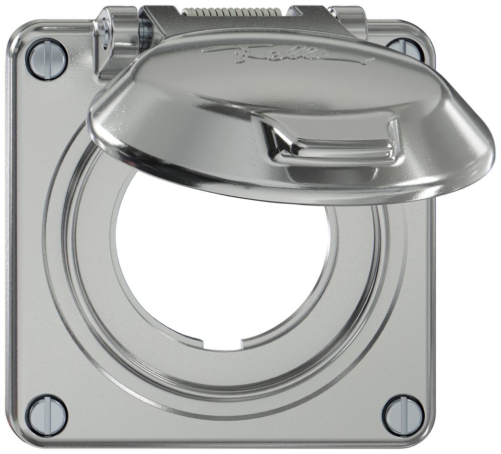 Oberteil ELEMENT SNAPFIX® mit Klappdeckel für PEHA SCHUKO-Steckdose alu