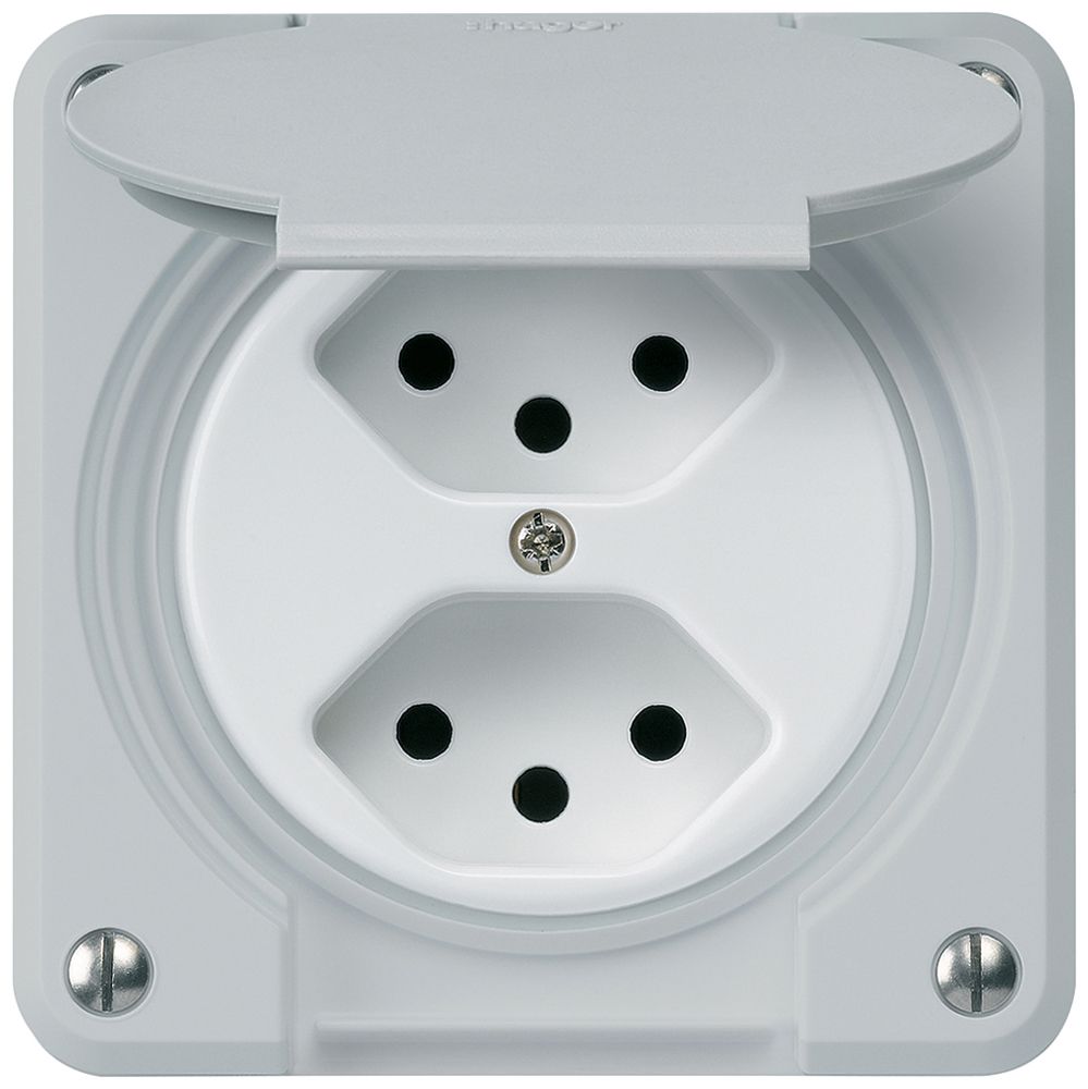 UP-Steckdose robusto 2×Typ 13 grau