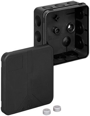 Boîte dérivation AP 2K-12 5×2.5mm², 85×85×37mm, noir