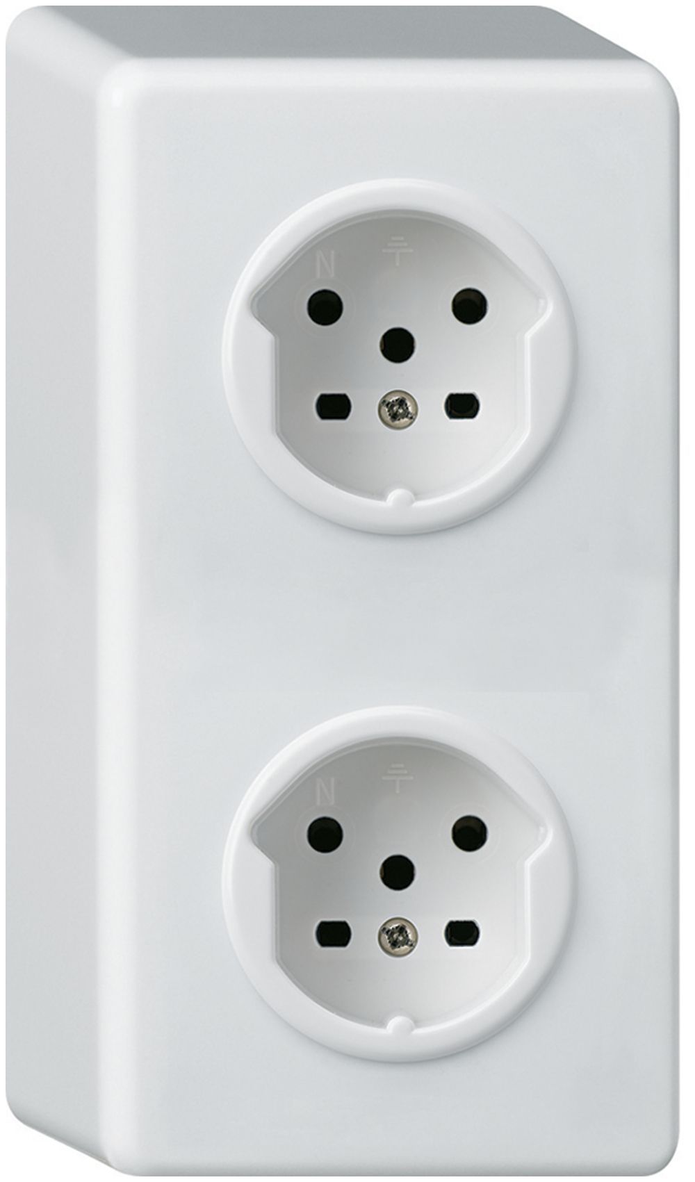 AP-Kombination 2×1 basico 2×Typ 15 mit Schraubklemmen weiss