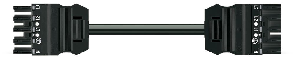 Verbindungsleitung MIDI 5×1.5mm² 16A 400V 5m Cod.A Buchse-Stecker schwarz Cca