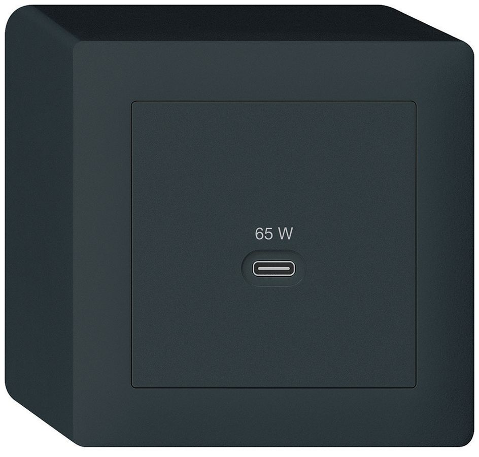 Prise de charge USB AP Hager kallysto type C 65W 3250mA noir