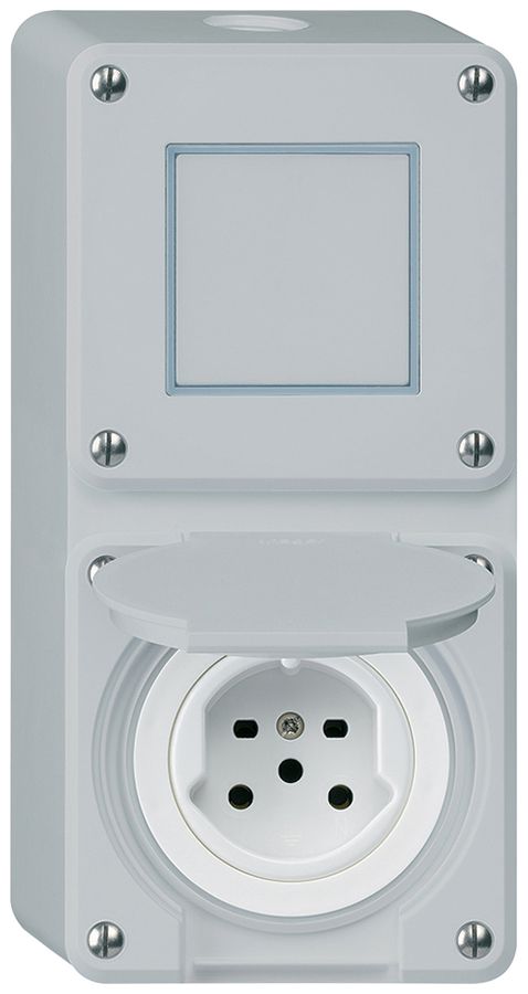 Combi AP 2×1 HA robusto schema 3/tipo 15 morsetti a innesto con coperchio grigio