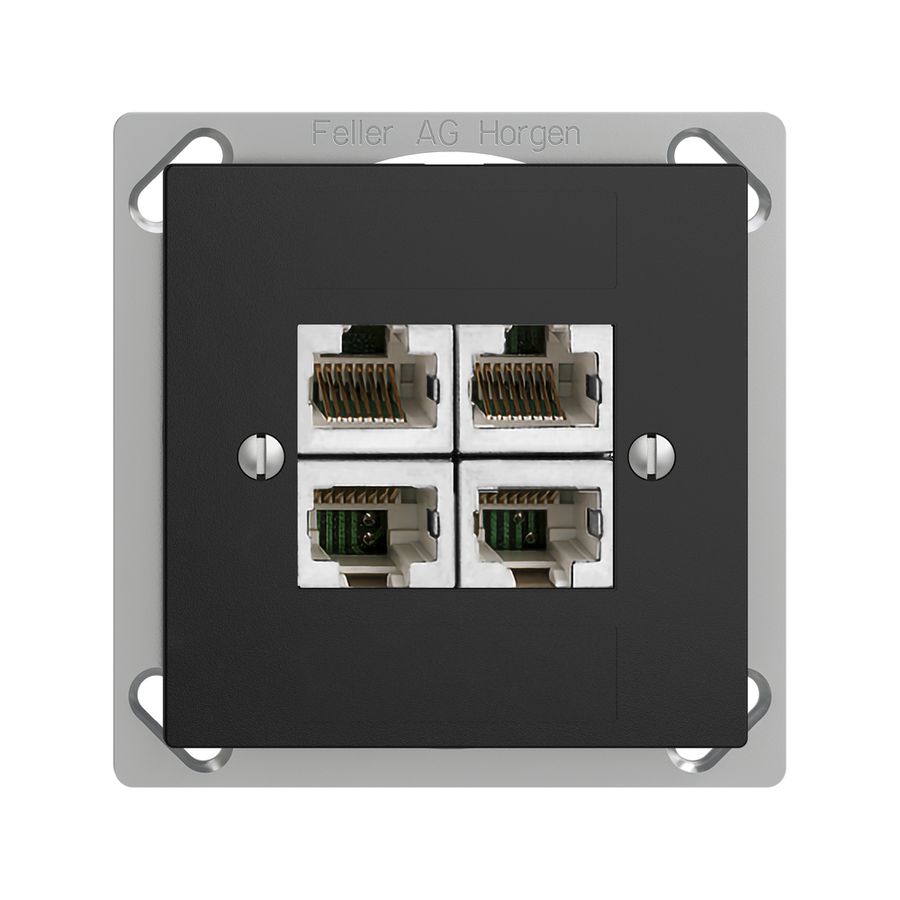 EB-Dose 4×RJ45/s 4P getr. EDIZIOdue schwarz ITplus