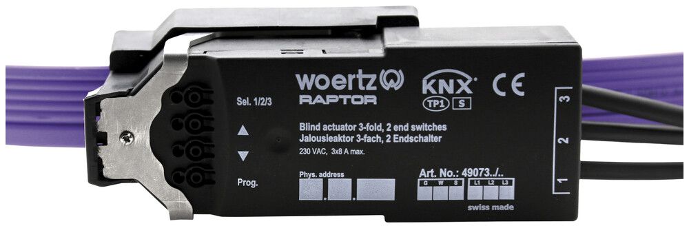 Jalousieaktor Woertz, 3-fach KNX L2NPE
