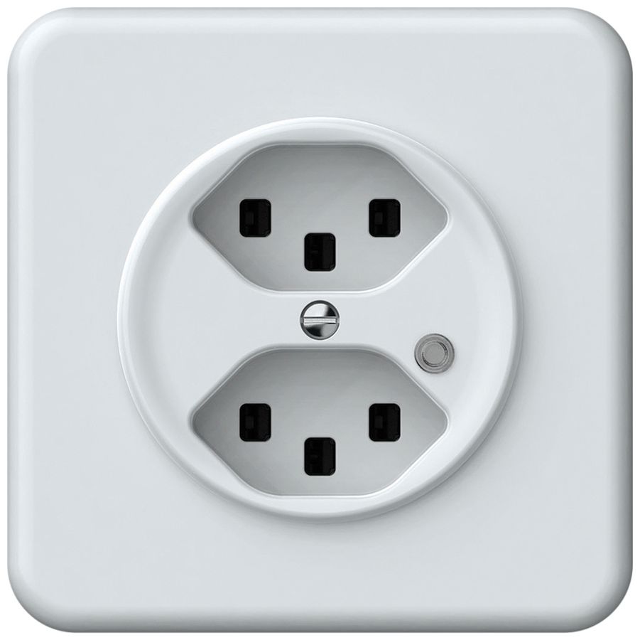 UP-Steckdose origin 2×Typ 23 bel.grün 16A 230V 92×92mm weiss