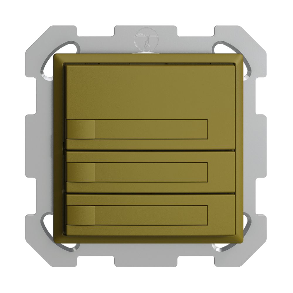 UP-KNX-Taster RGB EDUE, 250mW, o.LED, m.Papiereinlage, 3×Taste, 1×Tastenb., ov