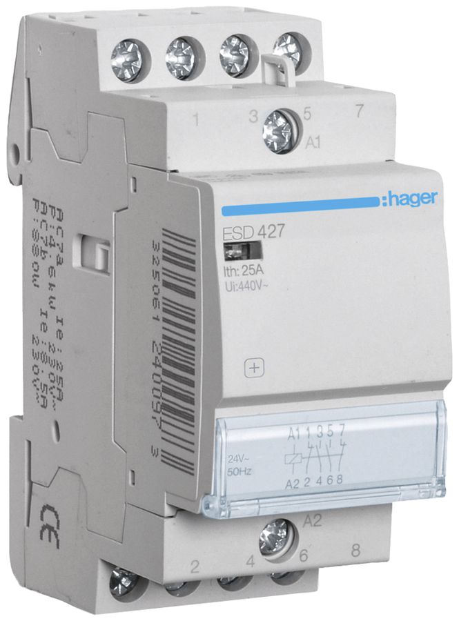 REG-Schütz Hager 24VAC 2 Schliesser 2 Öffner 25A 2TE