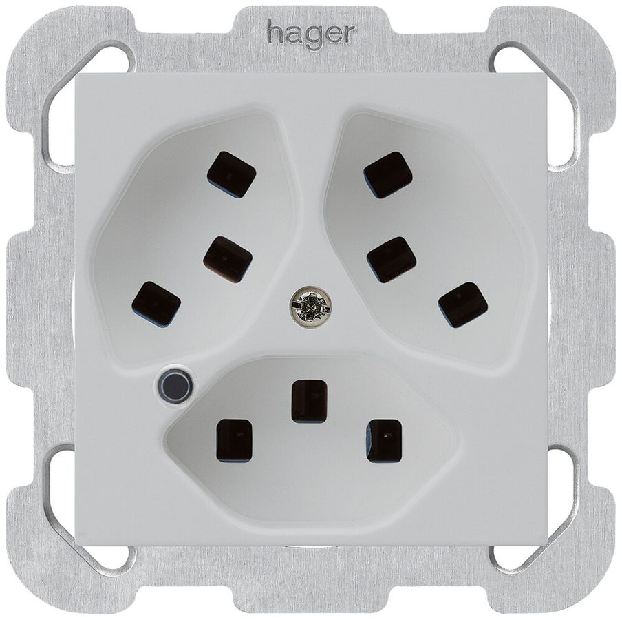 Presa INC Hager kallysto 3×T23 illuminato B grigio chiaro