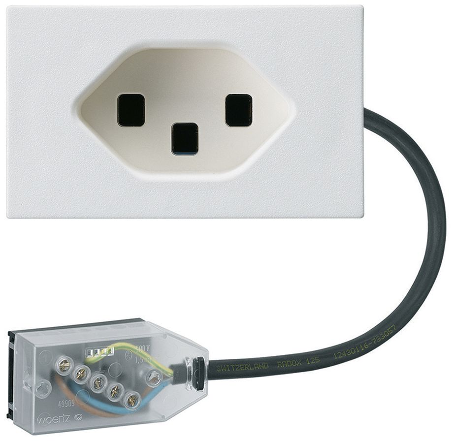 Prise INC 1×type 23 Hager FLF pour câble plat Technofil L1 blanc