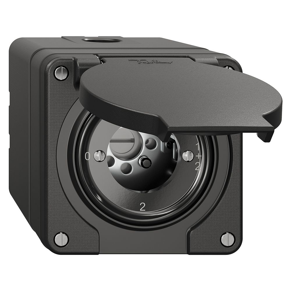 Interruttore rotativo NAP NEVO, 1/1 L, senza cilindro, KS, 0-1-1+2-2, nero