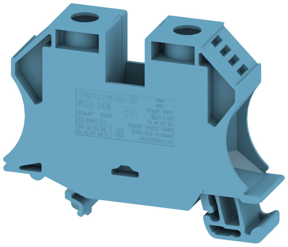 Borne de passage joignable 2.5…35mm² 125A 500V TH35/G32 bleu
