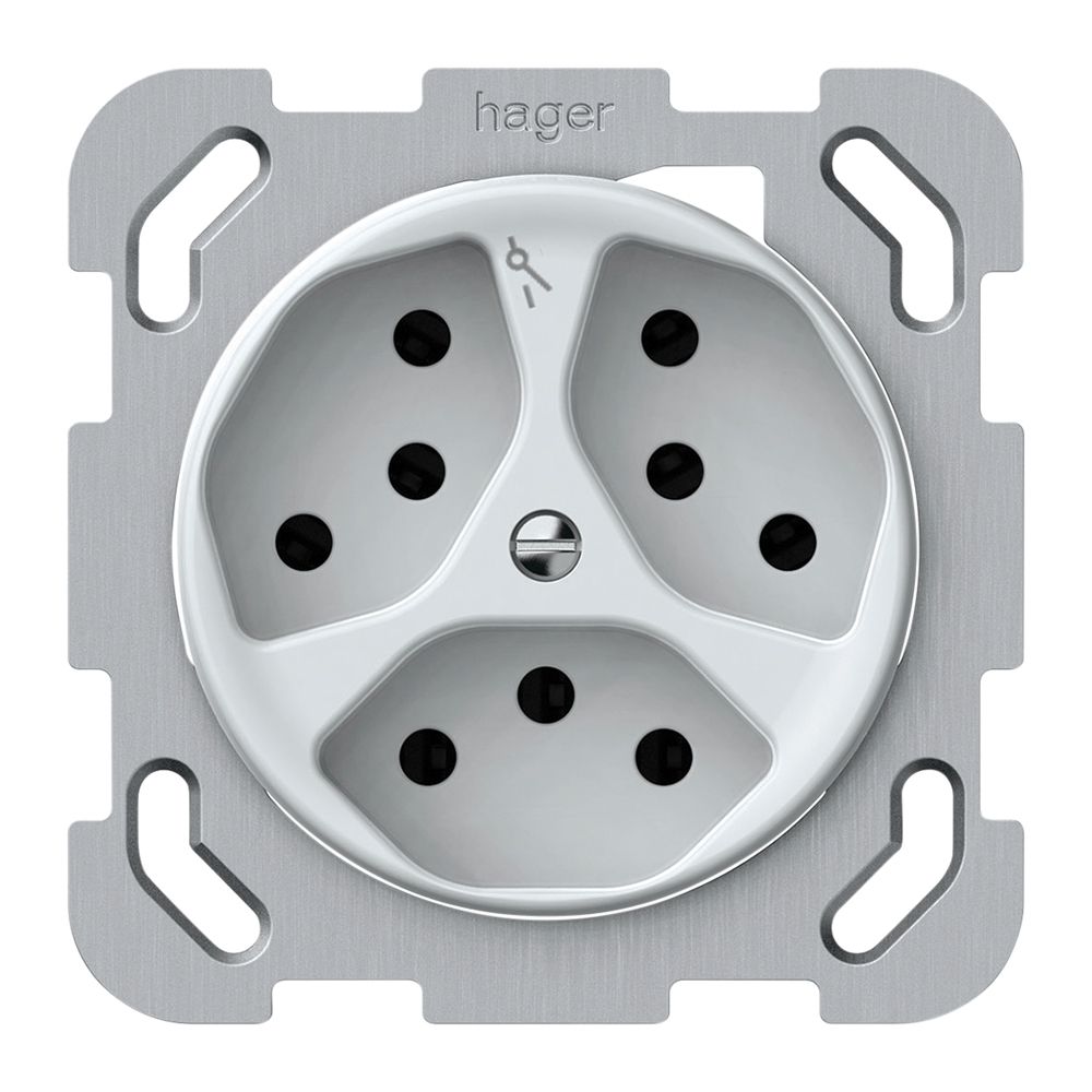 UP-Steckdose origin 3×Typ 13 1×S 10A 230V 77×77mm weiss