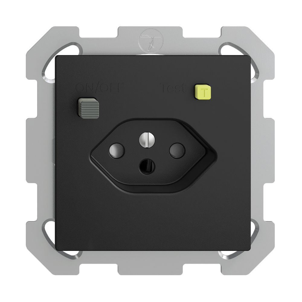 UP-Steckdose EDIZIOdue T13 FI 30mA FM, shutter, schwarz