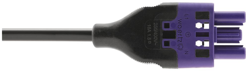 Anschlussleitung Woertz, Buchse 3L C1, 1m, halogenfrei, freies Ende, Cca