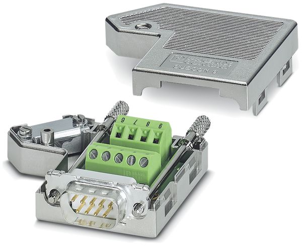 Fiche D-Sub 9L mâle blindé avec bornes à vis