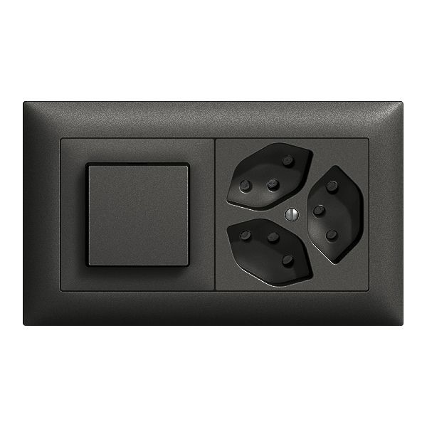 UP-Kombination EDIZIOdue 3/1P+3×T13 schwarz, horizontal