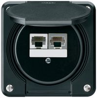 Scatola di raccordo INC robusto IP55 nero 1×RJ45/s 1×RJ45/u separate