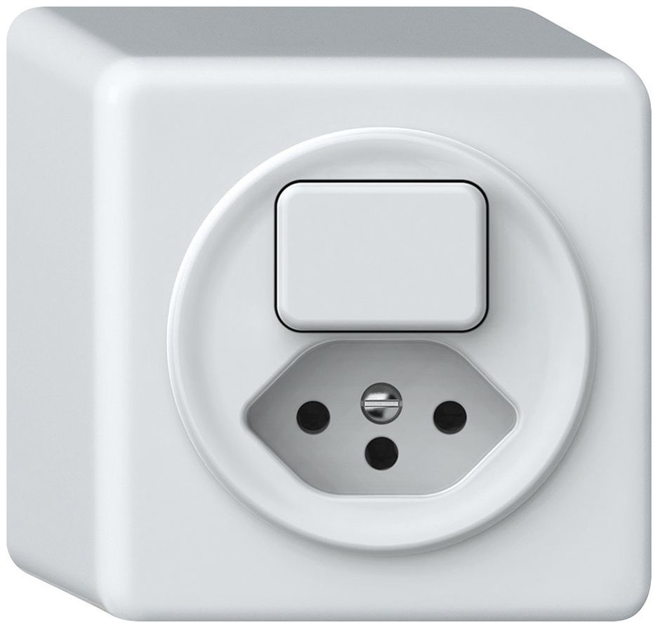 Combinazione AP origin 1×tasto 1CO+T13 1P 0<1 10A 230V 88×88×54mm bianco