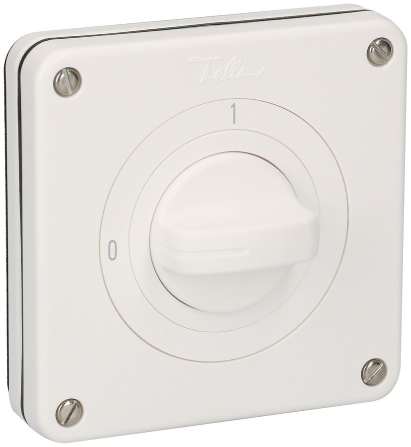 UP-Ausschalter NEVO, 20A, 2P, 87×87mm, 90°, 0-1, weiss
