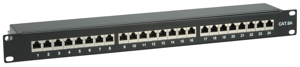 Patchpanel 19" VALUE 24-Port Kat.6A/s LSA-PLUS AWG22…24 1HE St schwarz
