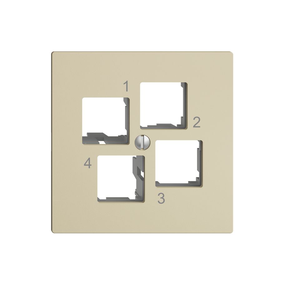 Kit de montage EDIZIOdue EASYNET S-One, pour 4×RJ45, sortie droite, vanille