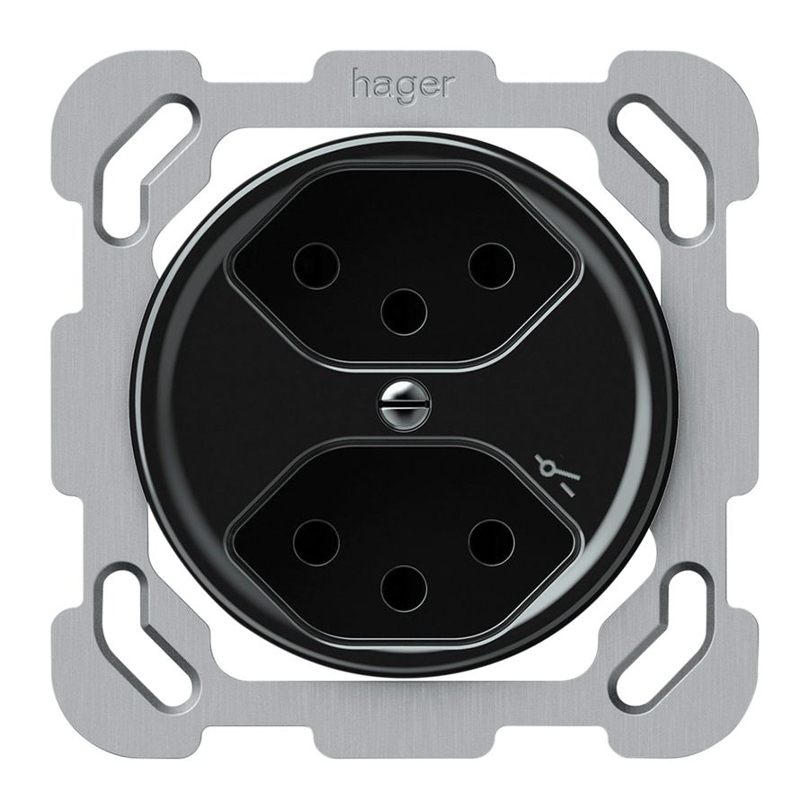 Presa INC origin 2×tipo 13 1×S 10A 230V 77×77mm nero