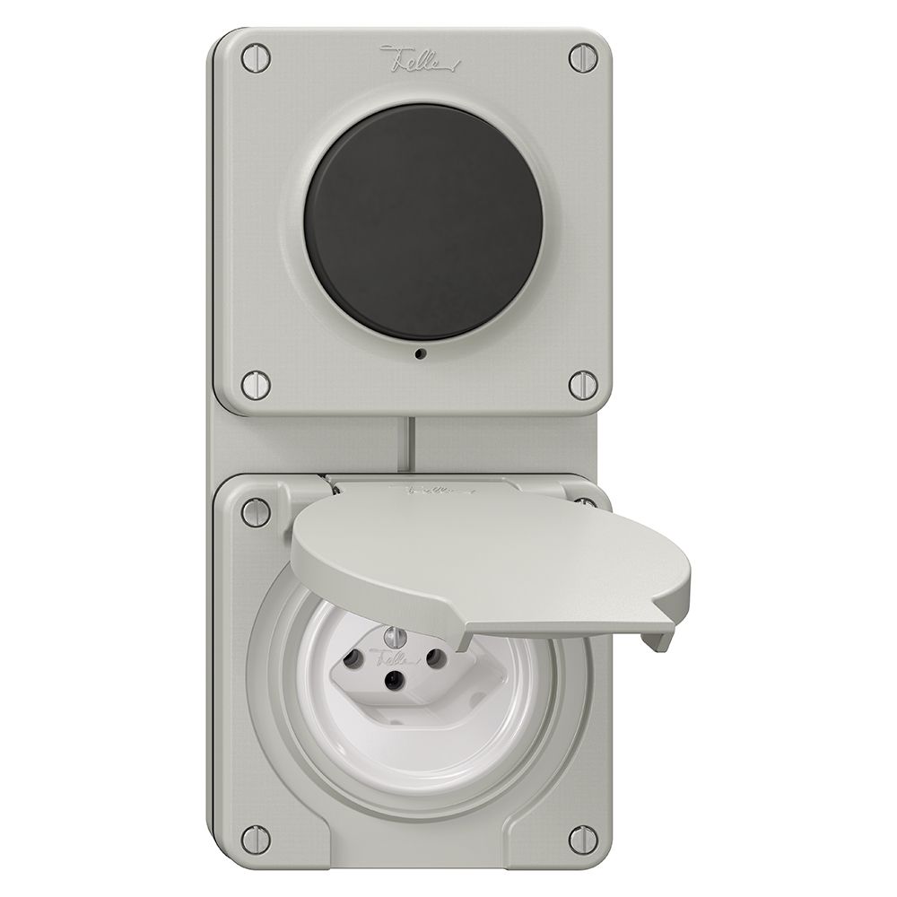 Combinaison NUP NEVO, interrupteur à poussoir schéma 3/1L + prise type 13, grc