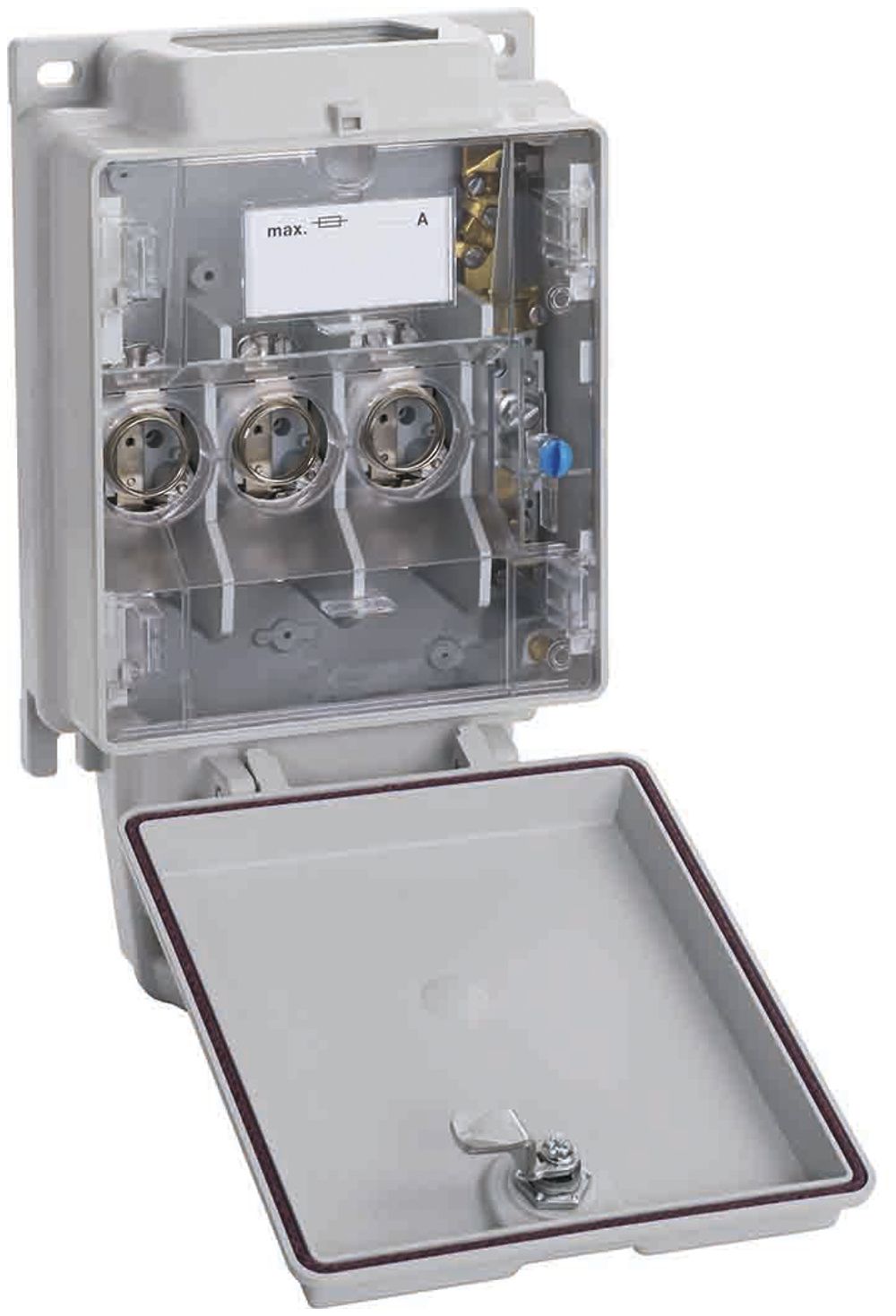 Hausanschlusskasten weber.hse60 63A ein/ab Briden Erdanschluss A8 EER+FEM4 Cu/Al